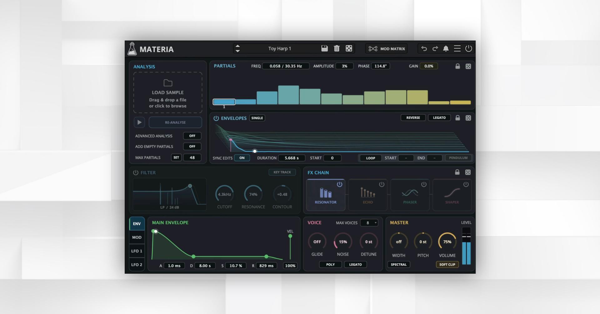 AudioThing has released Materia additive re-synthesizer plugin that turns any sample into a playable instrument.