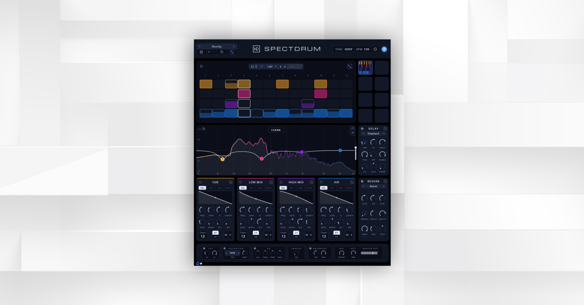 HD Instruments releases Spectdrum, a rhythmic spectral gate plugin that builds drum grooves out of any incoming sound.