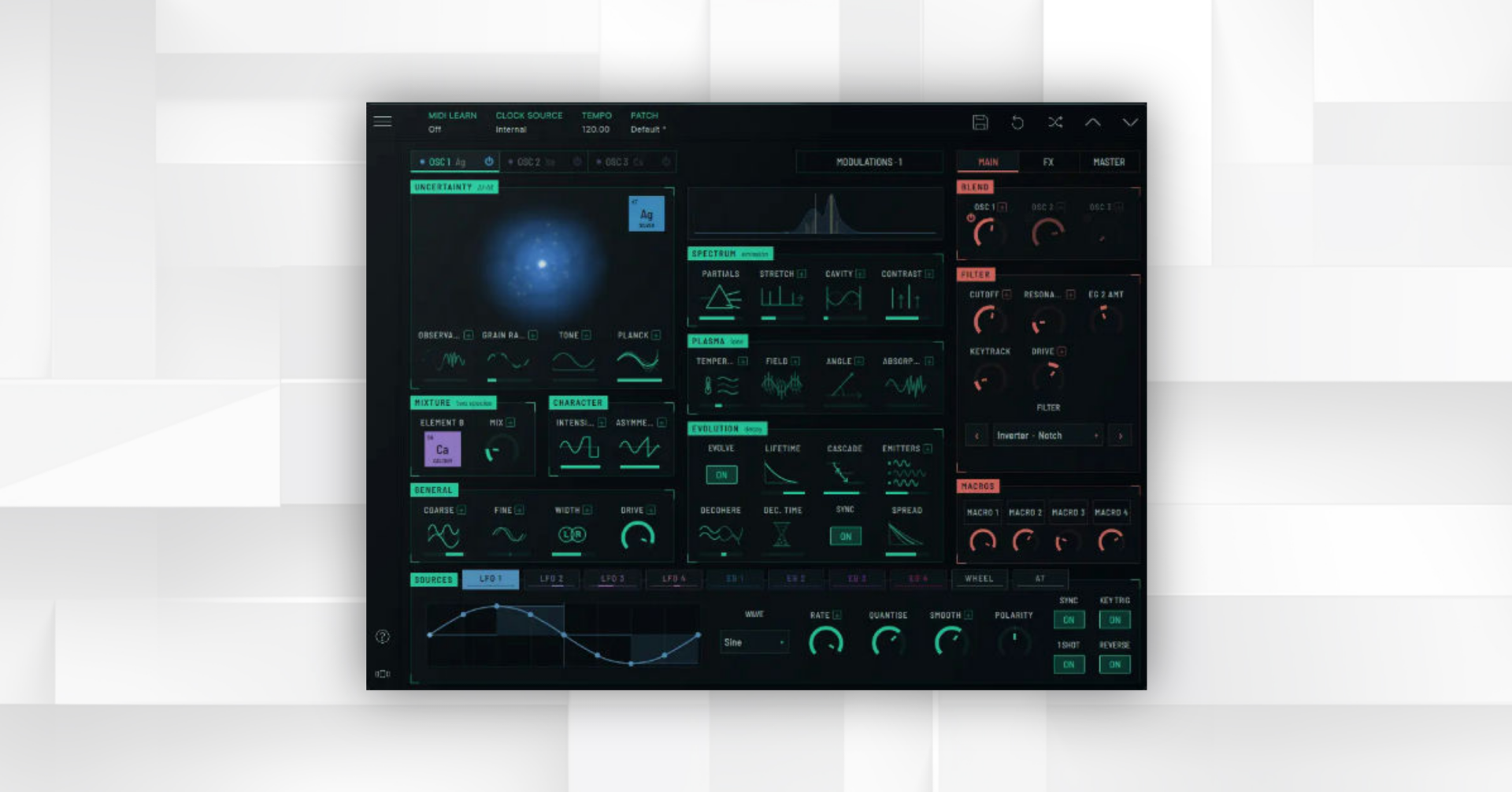 Imaginando has released COLAPSO, an additive synthesizer that uses spectral lines from 22 elements as oscillator partials.