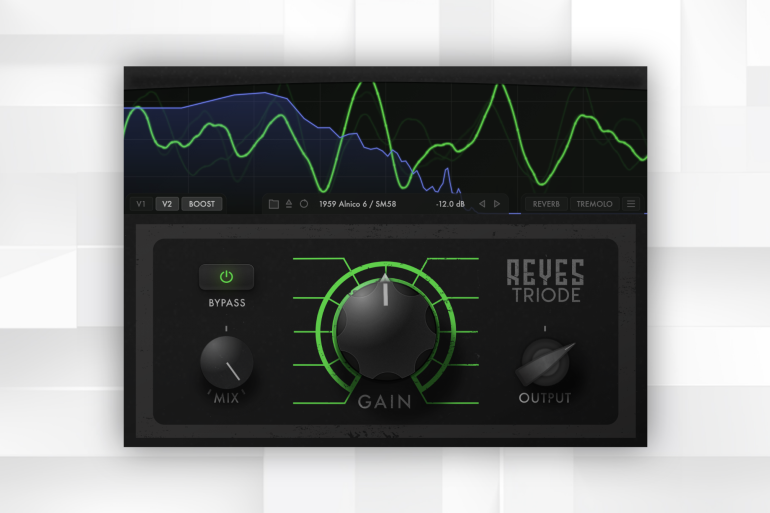 Reyes Amps has updated TRIODE, a component-modeled 1959 Harmony H303 guitar amp plugin with reverb, tremolo and treble boost.