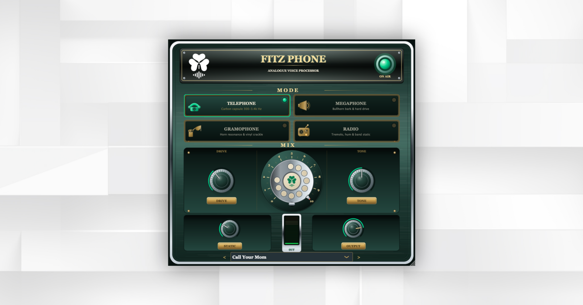 ShamROCK Audio releases FITZ PHONE, a free telephone/megaphone/AM-radio character plugin for macOS.