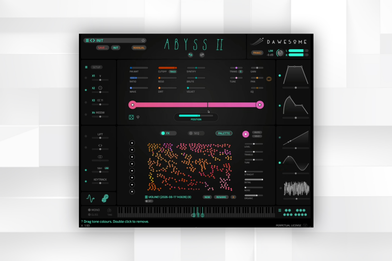 Tracktion and Dawesome reveal updated Abyss 2 intuitive colour-to-sound synth plugin.